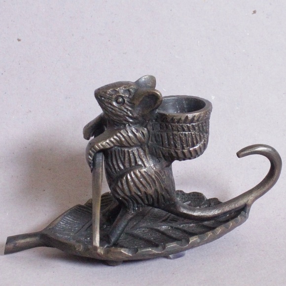 Achla Designs Intrepid Mouse Brass Taper Candle Holder - Picture 5 of 8